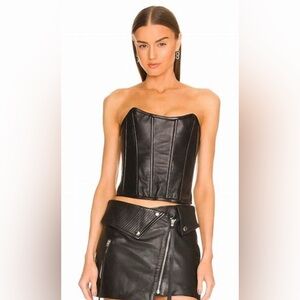 Understated Leather Louise Black Lamb Leather Boned Bustier XL